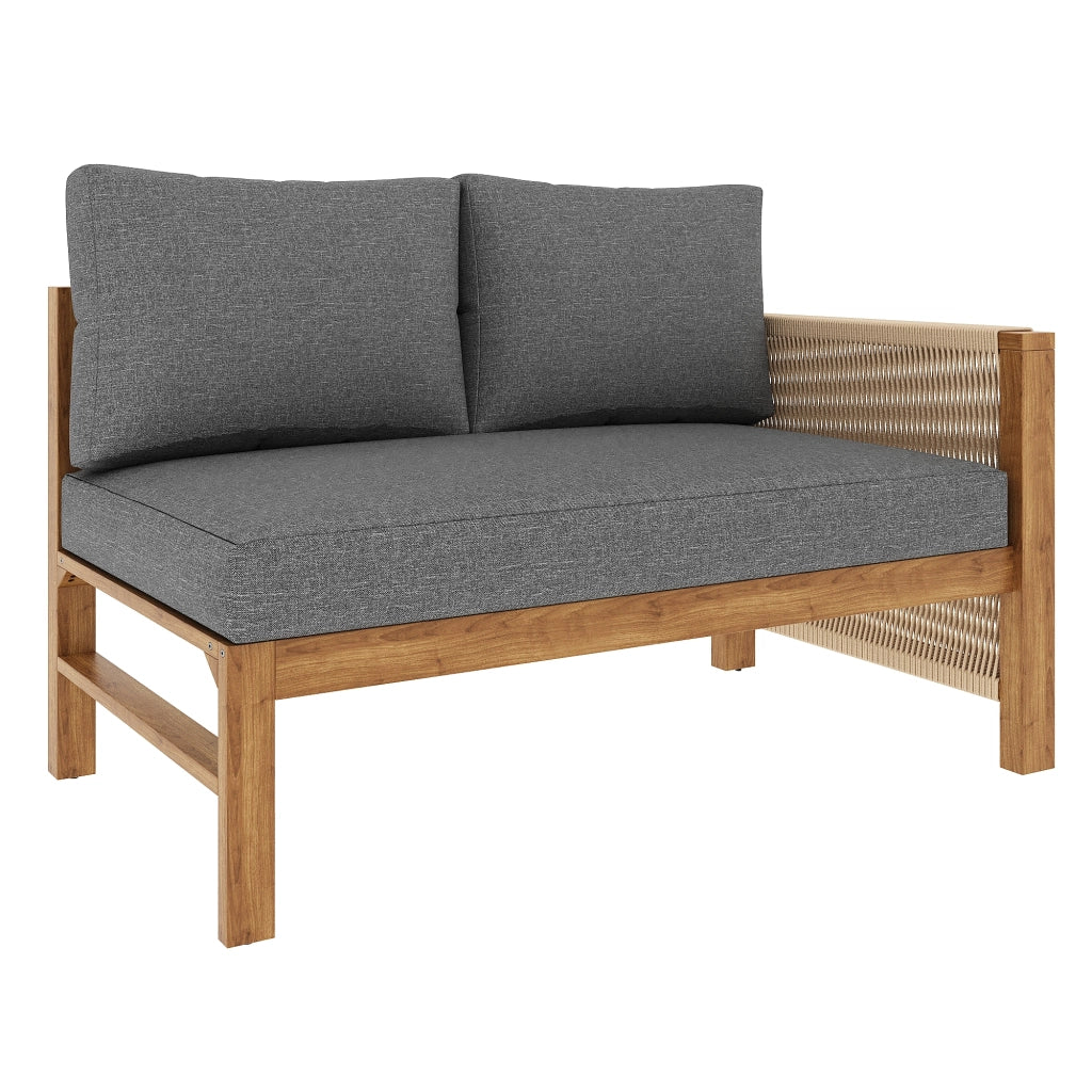 Set Divano Angolare da Giardino 6 Posti in Legno Acacia con Cuscini e Tavolino ¨C MINIMAL ¨C Beige