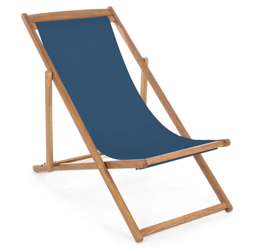 Set 4 Sedie Sdraio Reclinabile Pieghevole 60x106x88h cm in Legno Relax Noemi Blu