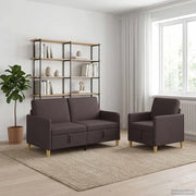 Set di Divani con Storage 2 pcs Marrone Scuro Poliestere 3429180