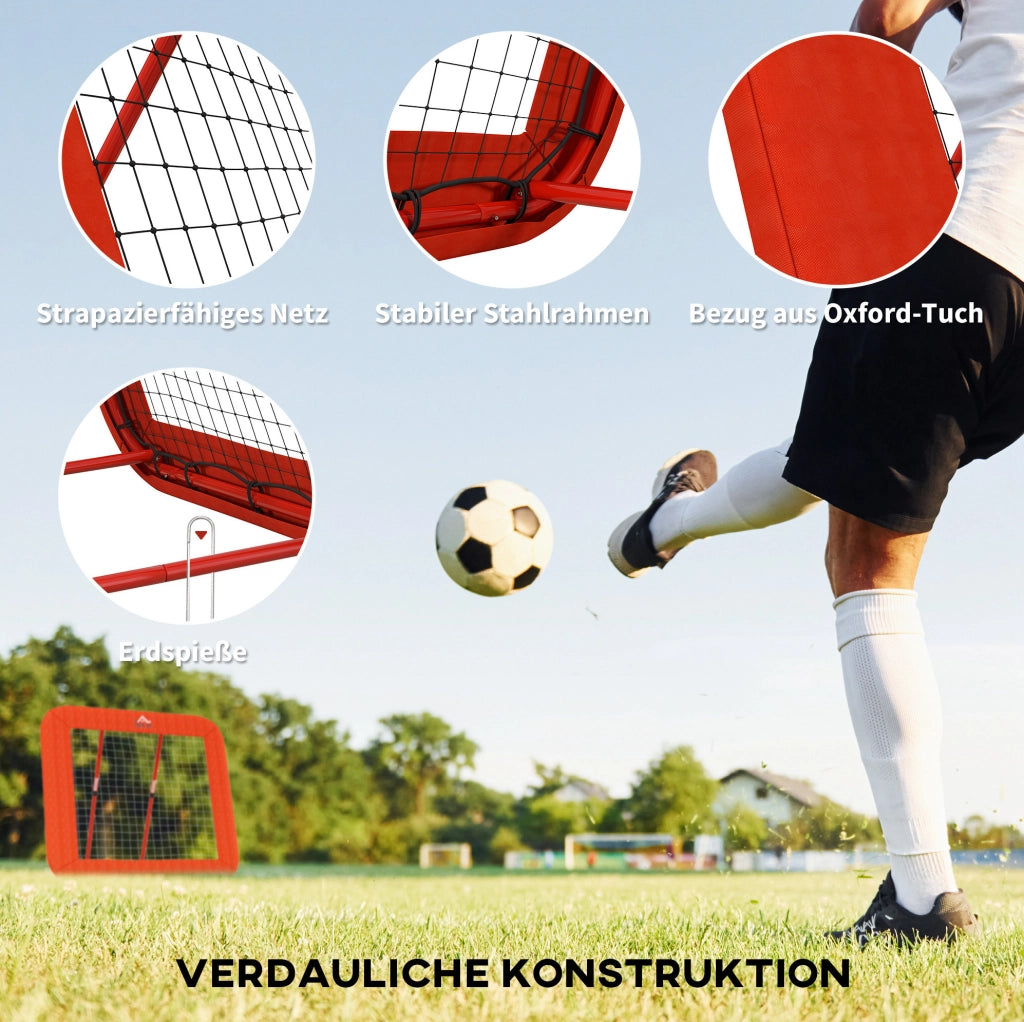 Rete Rebounder Multisport Pieghevole in Acciaio Rossa