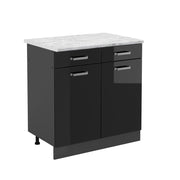Vicco Mobiletto base per cucina Nero lucido 80 cm PL Marmo