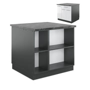 Isola cucina Fame-Line Bianco lucido/Antracite 90 cm con cassetto, senza piano di lavoro Vicco
