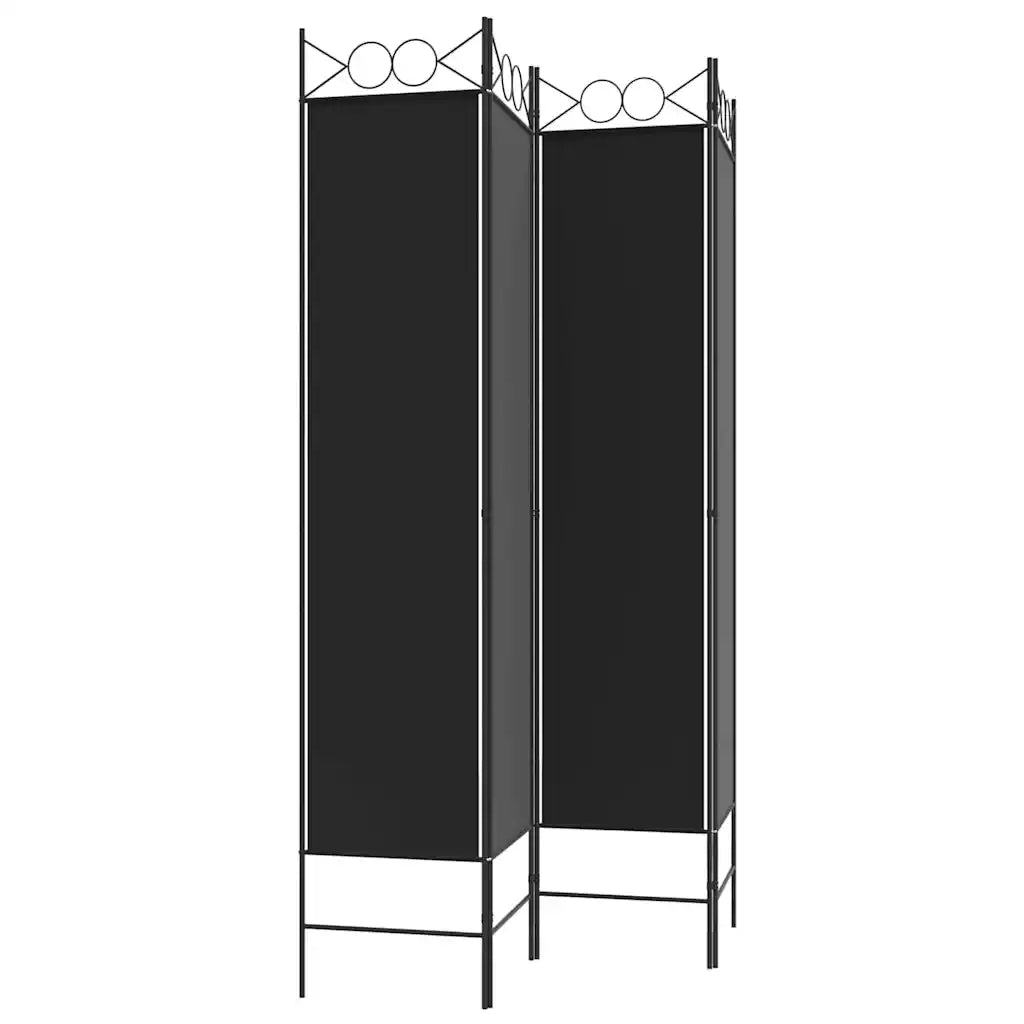 Divisorio Ambienti | Divider per stanze | Paravento a 4 Pannelli Nero 160x200 cm in Tessuto