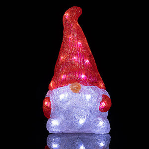 Gnomo Folletto Figura Acrilica Natalizia 24 LED Illuminazione Esterni ed Interni