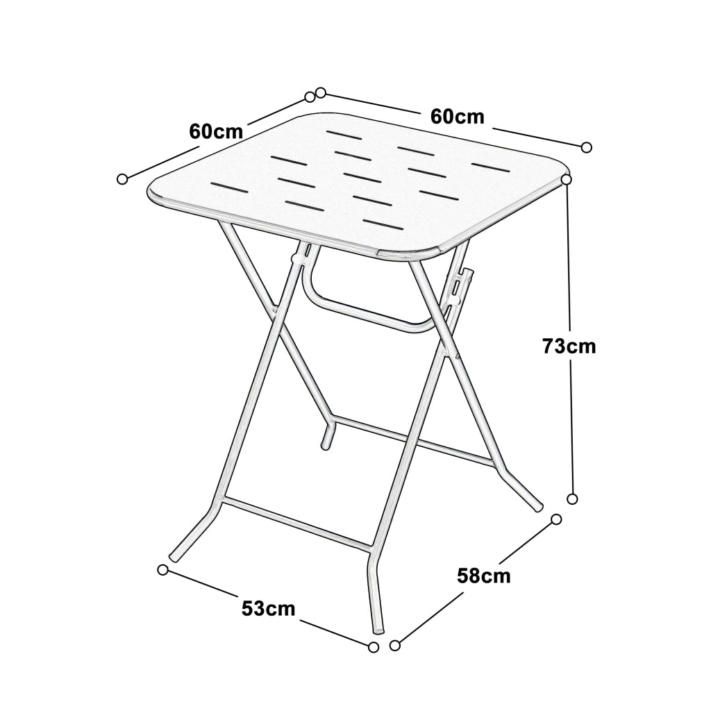 Set Tavolo e Sedie da Giardino con 1 Tavolo e 2 Sedie Pieghevoli; per 2 Persone; Acciaio; Nero