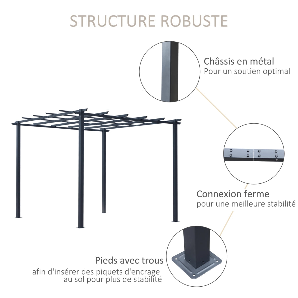 Pergola autoportante ¨C zephmum ¨C Nero 3x3x2.3 m