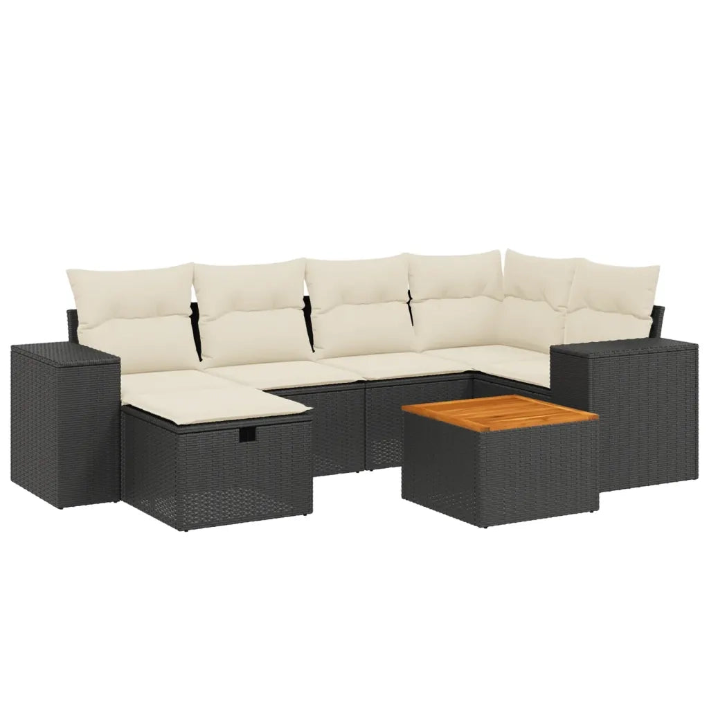Set Divani da Giardino con Cuscini 7pz Nero Polyrattan 3265172
