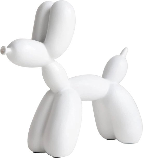 Creativo scultura di pallone cane in resina, arte decorativa moderna con design innovativo, decorazione per soggiorno e ufficio (bianco)