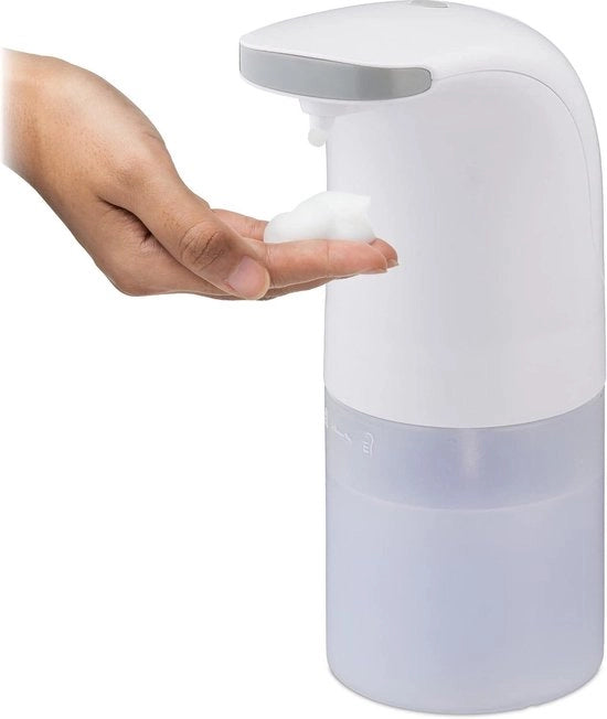 Dispensatore di sapone schiuma automatico con sensore infrarosso - capacità 300 ml - riempibile - bianco