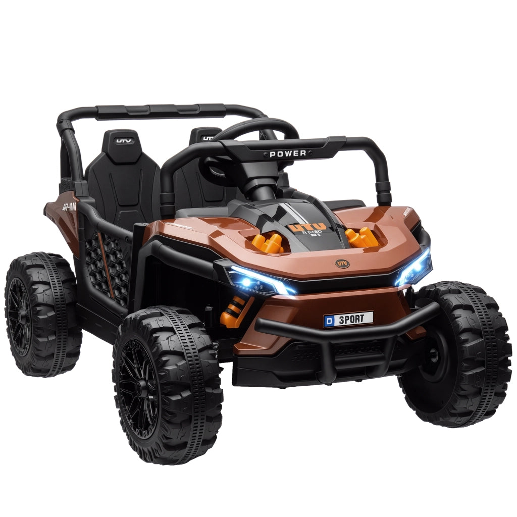 Veicolo elettrico per bambini buggy UTV telecomando 2.4Ghz ¨C zephmum ¨C 103x69x59 cm marrone