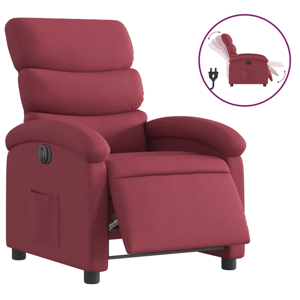 vidaXL Poltrona Elettrica Reclinabile Rosso Vino in Tessuto
