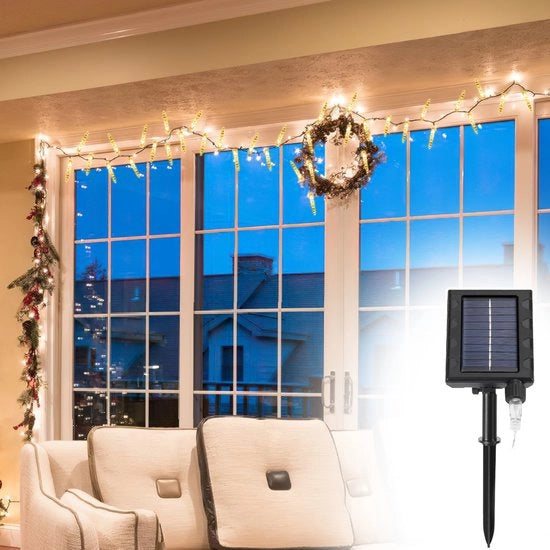Guirlande LED a LED solare - 10m 80LEDs - Decorazione per interni ed esterni - IP44 8 modalità - bianco caldo