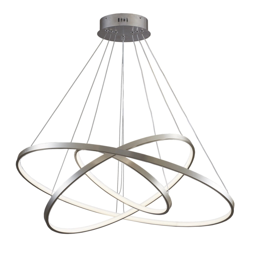 Lampadario LED 60W 4000K 3 anelli nichel Ø80cm Polux