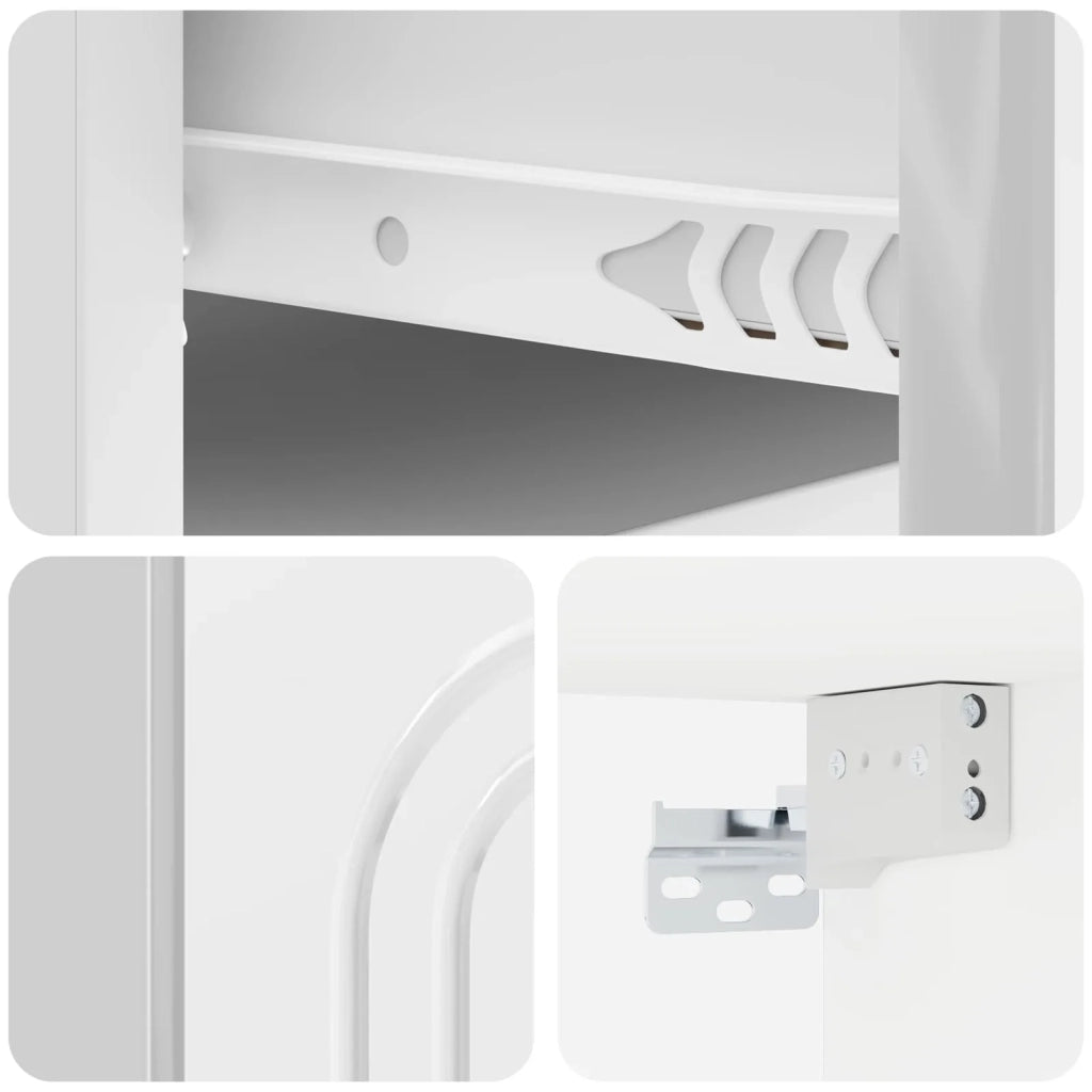 Set di 2 Comodini | Armadio da Notte | Mobiletto da notte a muro Bianco Lucido 49 x 34,5 x 20 cm