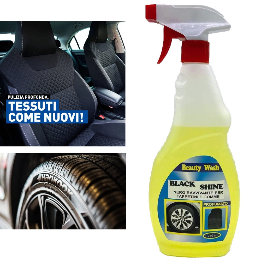 Trade Shop - Spray Detergente Ravvivante Per Tappetini E Ruote Auto Nero Veicoli Moto 750ml -
