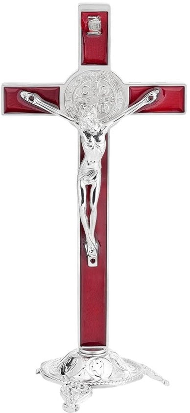 Croce in Piedi 19,5 cm - Croce Decorativa - Rimosibile - Ornamenti - Croci Cattoliche - Decorazioni - Acciaio