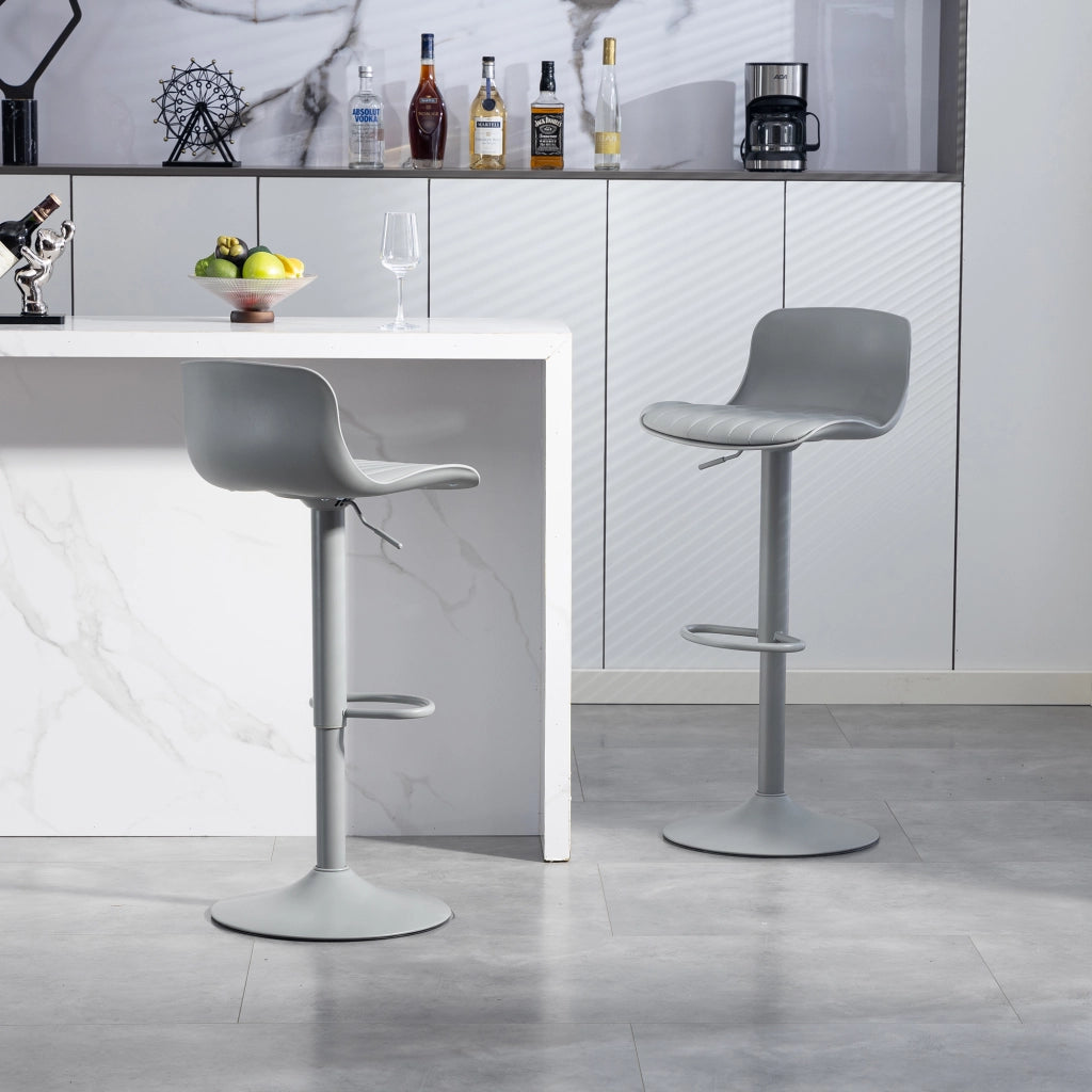Sgabello da bar girevole con rotazione a 360 gradi schienale ergonomico e altezza regolabile in metallo imbottito grigio