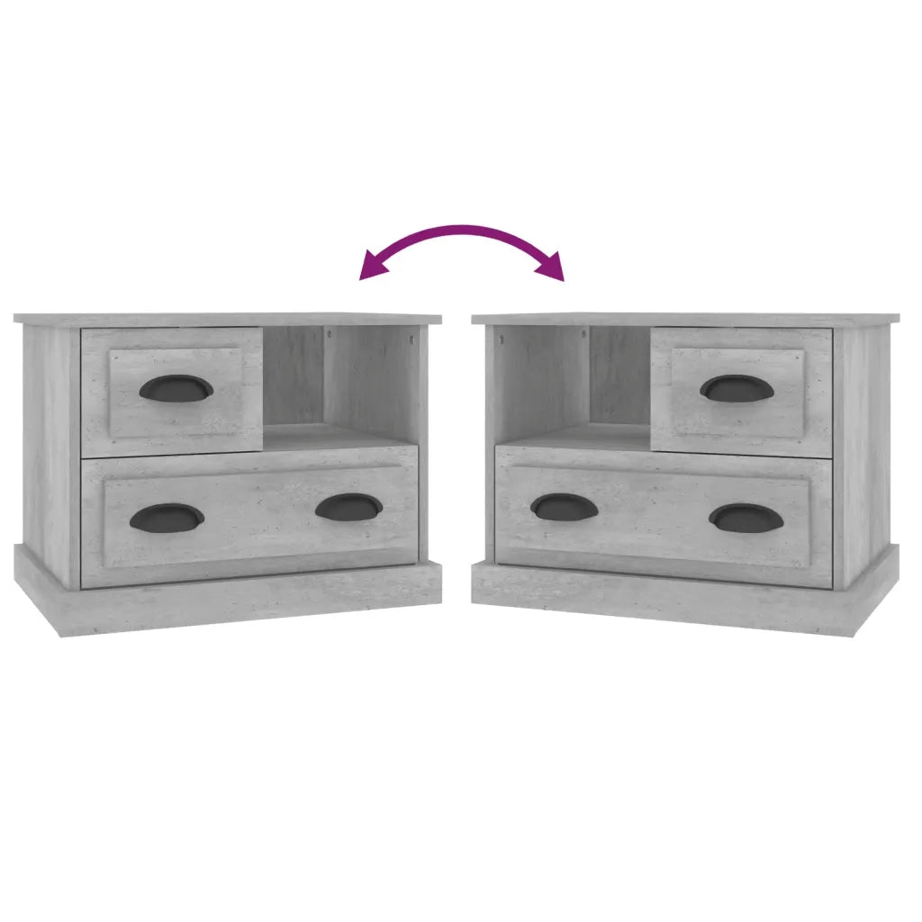 Comodino | Armadio da Notte | Mobiletto da notte Grigio Cemento 60x39x45 cm