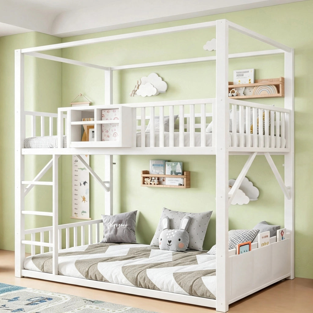 Letto a soppalco per bambini ¨C Minimal ¨C bianco metallo 90x200cm