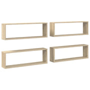 Mensole Parete Cubo 4pz-Set di 4 Scaffale a parete Rovere Sonoma 80x15x26,5cm Multistrato