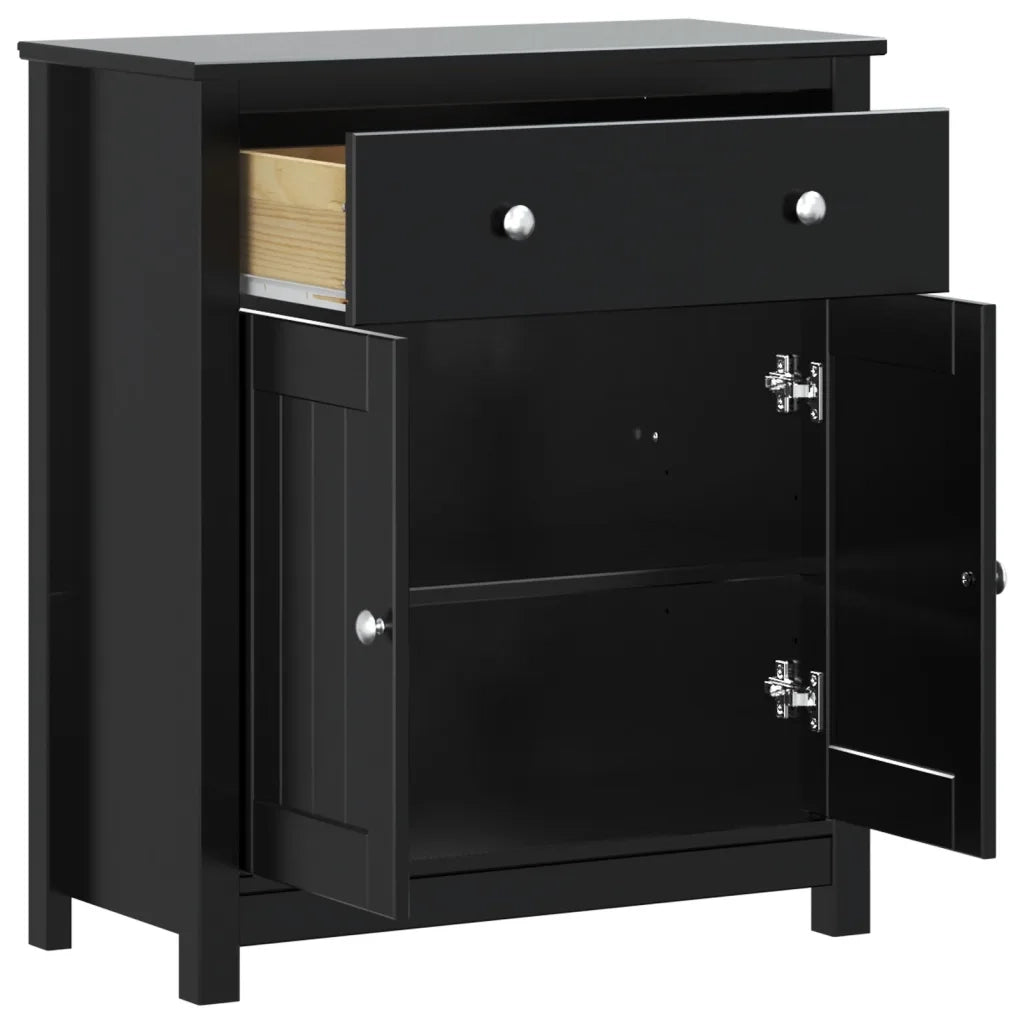 Mobiletto da bagno moderno con 1 cassetto e 2 ante 69,5 x 34 x 80 cm in pino nero massello 02_0047336
