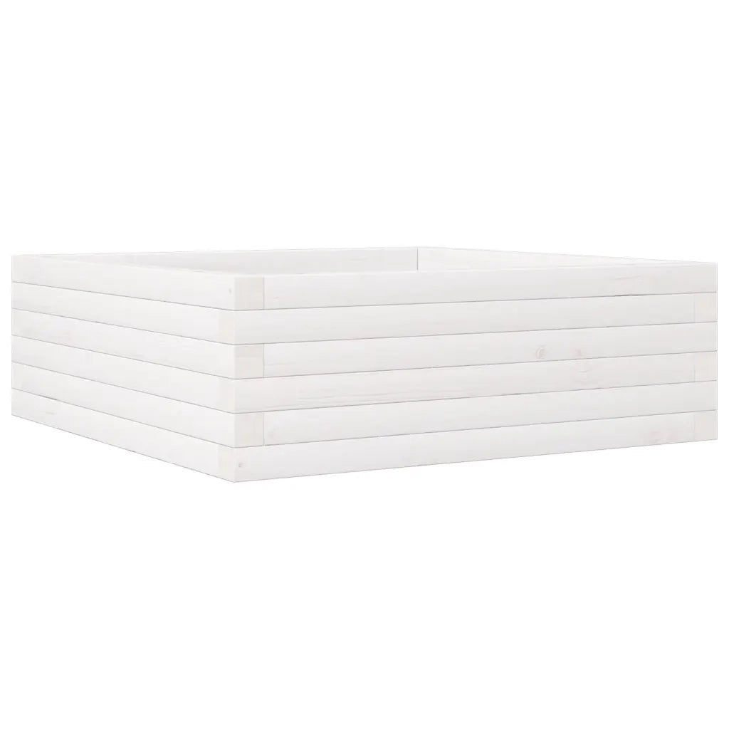 Fioriera | Cassetta per fiori | Vaso da Giardino Bianca 70x70x23 cm Legno Massello di Pino
