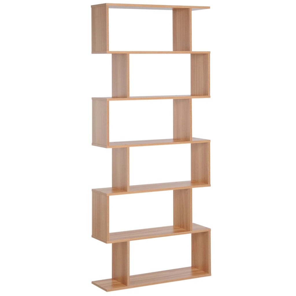 Libreria Design Moderno in Legno con 6 Ripiani Legno Naturale 80x23x192 cm
