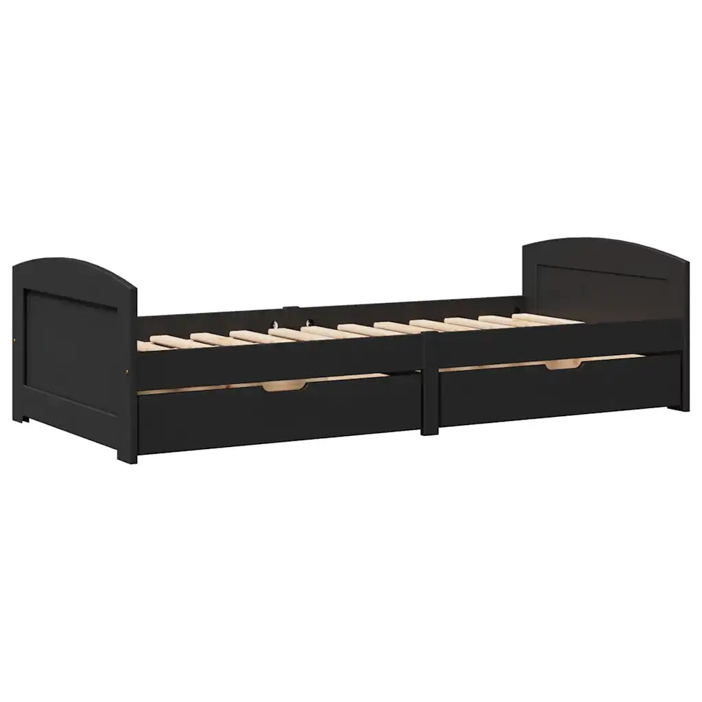Letto singolo | Letto per adulti | Dormeuse con 2 Cassetti senza Materasso Nero 90x200 cm IRUN