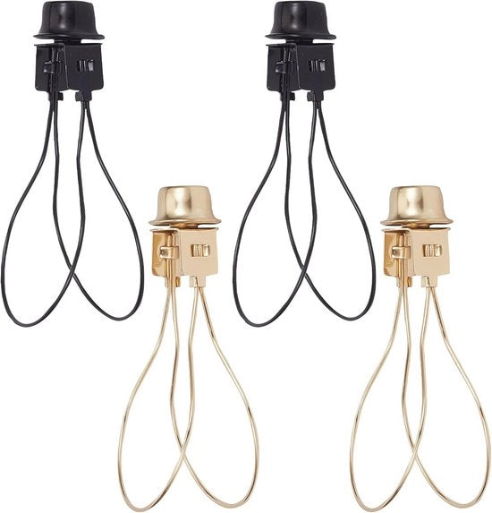 Set di supporti per lampadina - 4 pezzi Nero dorato Clip per lampadina adattatore per illuminazione DIY