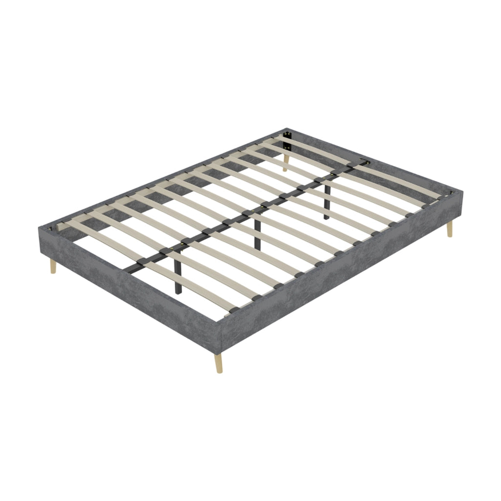 Letto 160x200 cm con struttura stabile e montaggio rapido in tessuto e metallo grigio