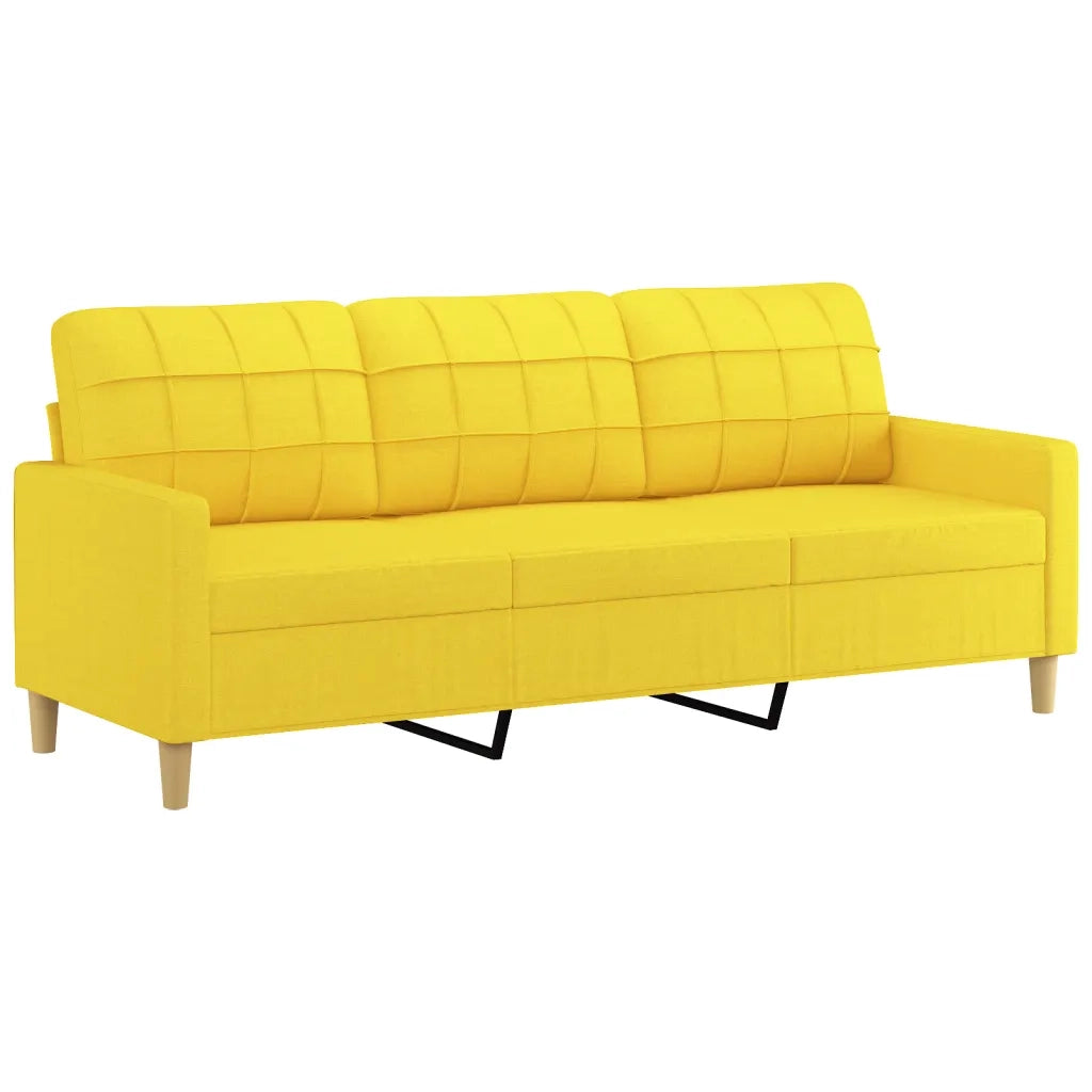 Set di Divani 3 pz con Cuscini Giallo Chiaro in Tessuto