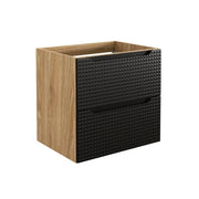 Mobile sottolavabo VELNIA – 2 cassetti – 60 cm – Colori rovere chiaro e nero – Da appendere