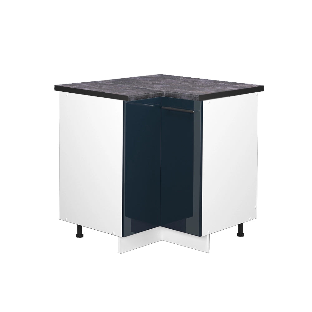 Mobile ad angolo cucina Fame-Line Blu scuro lucido/Bianco 80.5 cm, PL Antracite Vicco