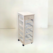 Carrello Vesuvio salvaspazio con piano in legno bianco