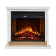 Camino elettrico caminetto da terra Stoccolma in legno bianco L75xP28xH70 cm