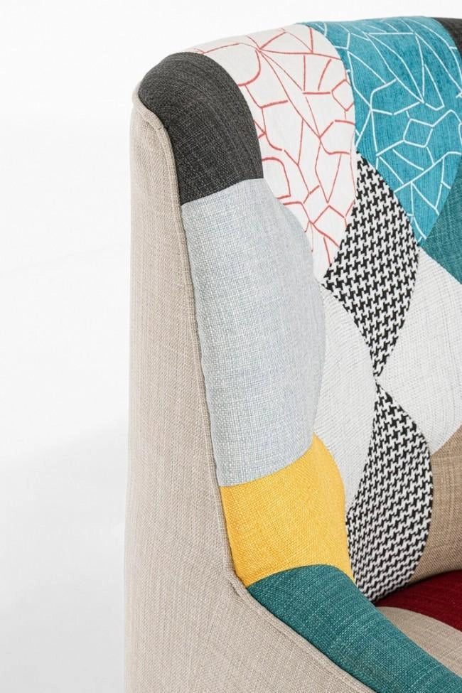 Poltrona Imbottita 60x67x79 cm in Tessuto Patchwork