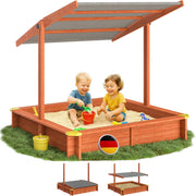 ® Sabbiera con Tetto 140x140cm Protezione UV 50 Legno Ecologico Sandbox per Bambini Gioco Esterno Playhouse
