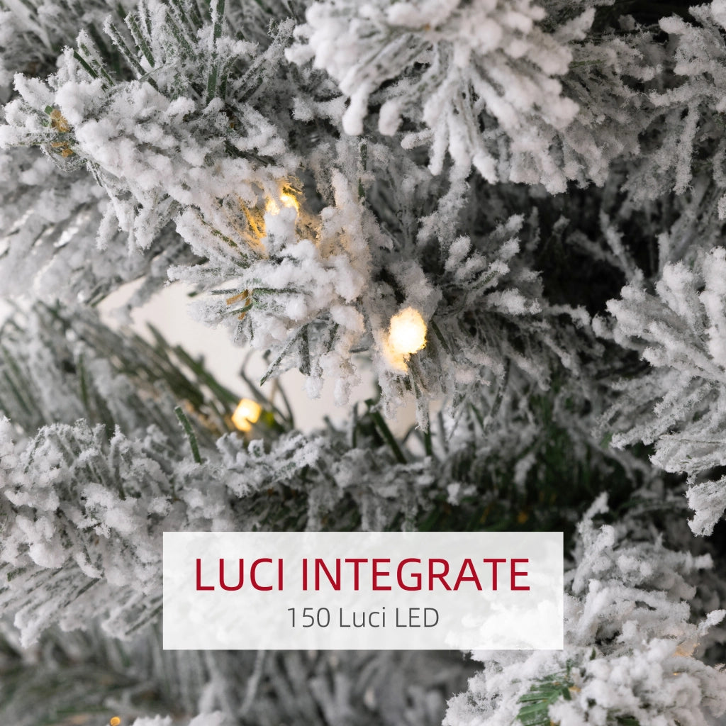 Albero di Natale Innevato ¨C zephmum ¨C Verde, Plastica e Metallo, 329 Rami, Luci LED, ?52x180 cm