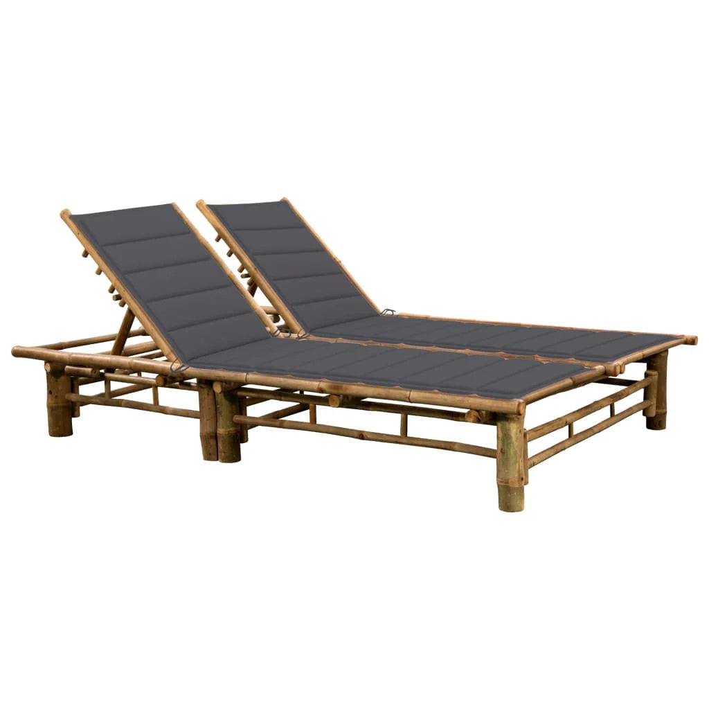 Lettino prendisole sedia a sdraio lettino prendisole letto da giardino mobili da esterno per patio per 2 persone con cuscini in bambù 02_0012906