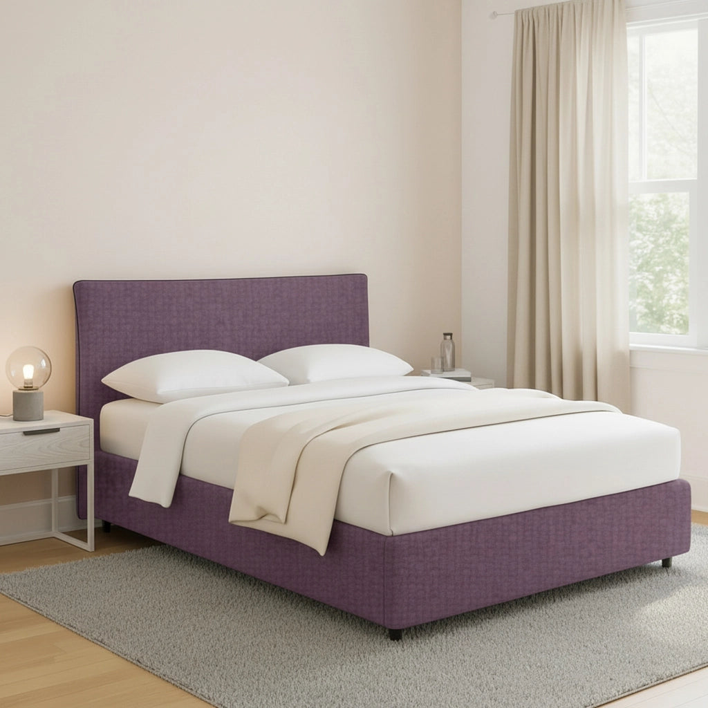 Crewe, Letto Matrimoniale Sfoderabile Made in Italy, Viola Lilla