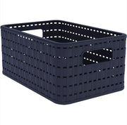 ROTHO CESTA COUNTRY MIDNIGHT BLUE IN PLASTICA INTRECCIATO CON FORI PER MANIGLIE MULTIUSO SALVASPAZIO COLORE BLU 6 LT 28X13HX10 CM