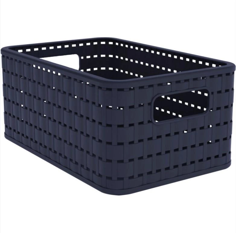 ROTHO CESTA COUNTRY MIDNIGHT BLUE IN PLASTICA INTRECCIATO CON FORI PER MANIGLIE MULTIUSO SALVASPAZIO COLORE BLU 6 LT 28X13HX10 CM