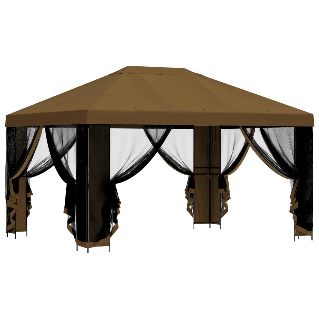 Gazebo da giardino con pareti laterali 4 × 3 m Tortora