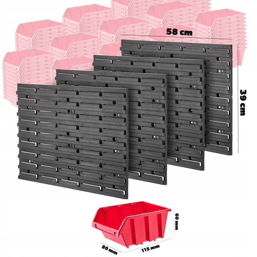 Pannello portautensili KADAX da parete per officina, 116x78 cm, 56 scomparti, 20 supporti, garage.