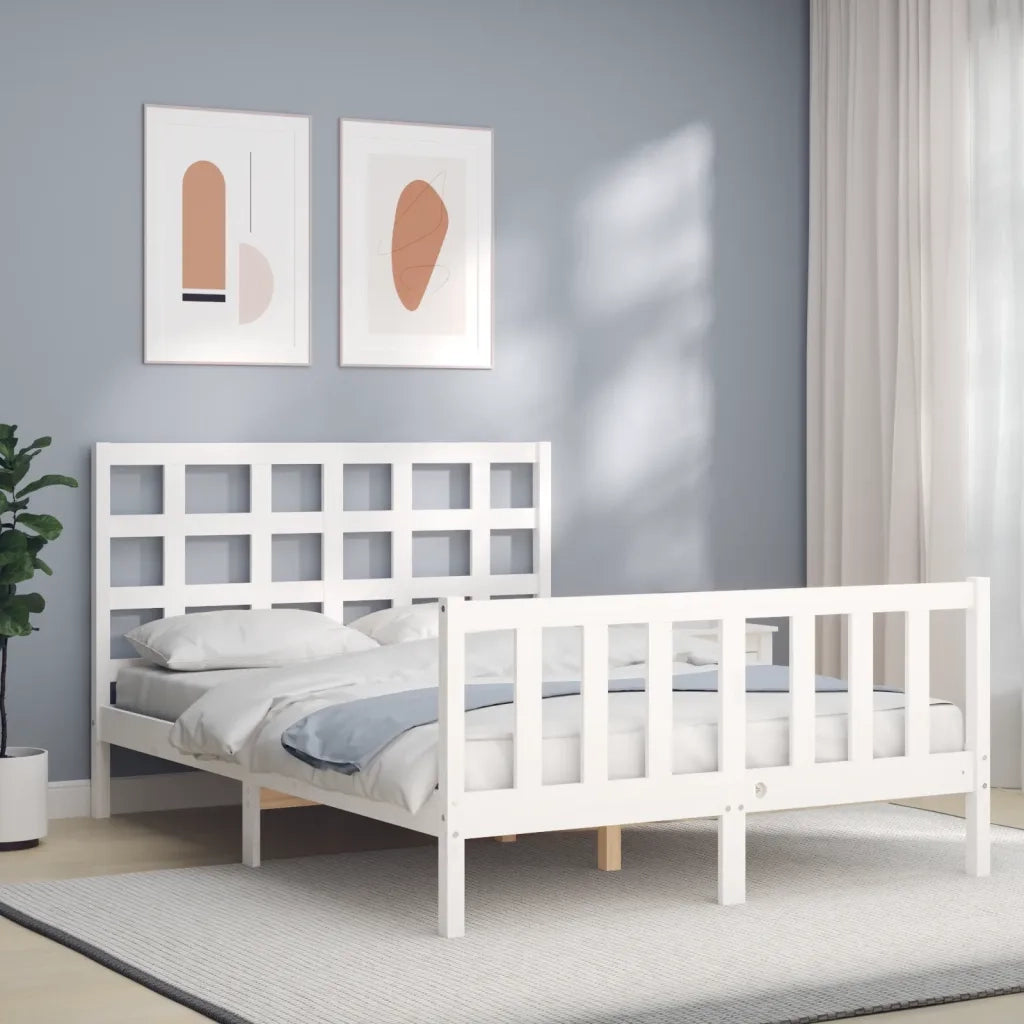 Giroletto senza Materasso-Struttura Letto Bianco 120x200 cm Legno Massello Pino 702176