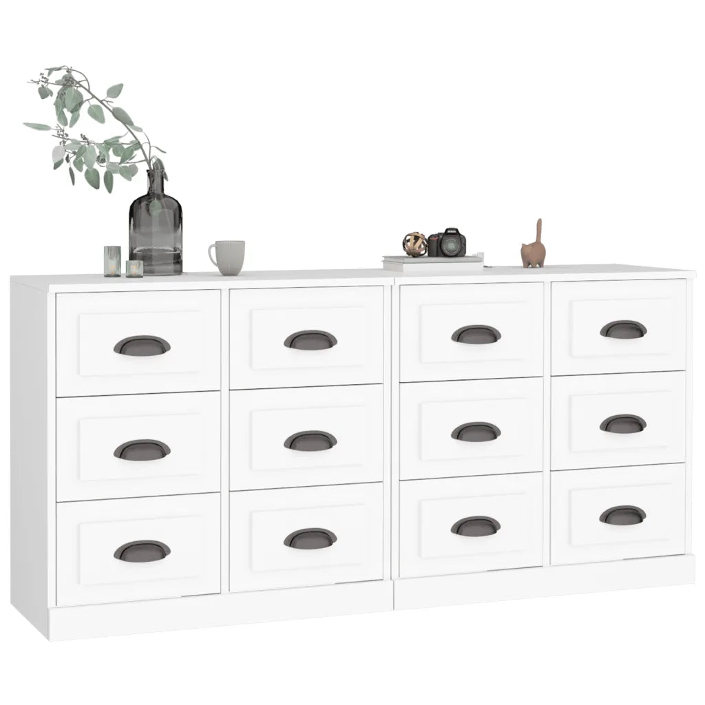 Credenze 2 pz | Madia | Buffet da pranzo | Armadio da pranzo Bianche in Legno Multistrato