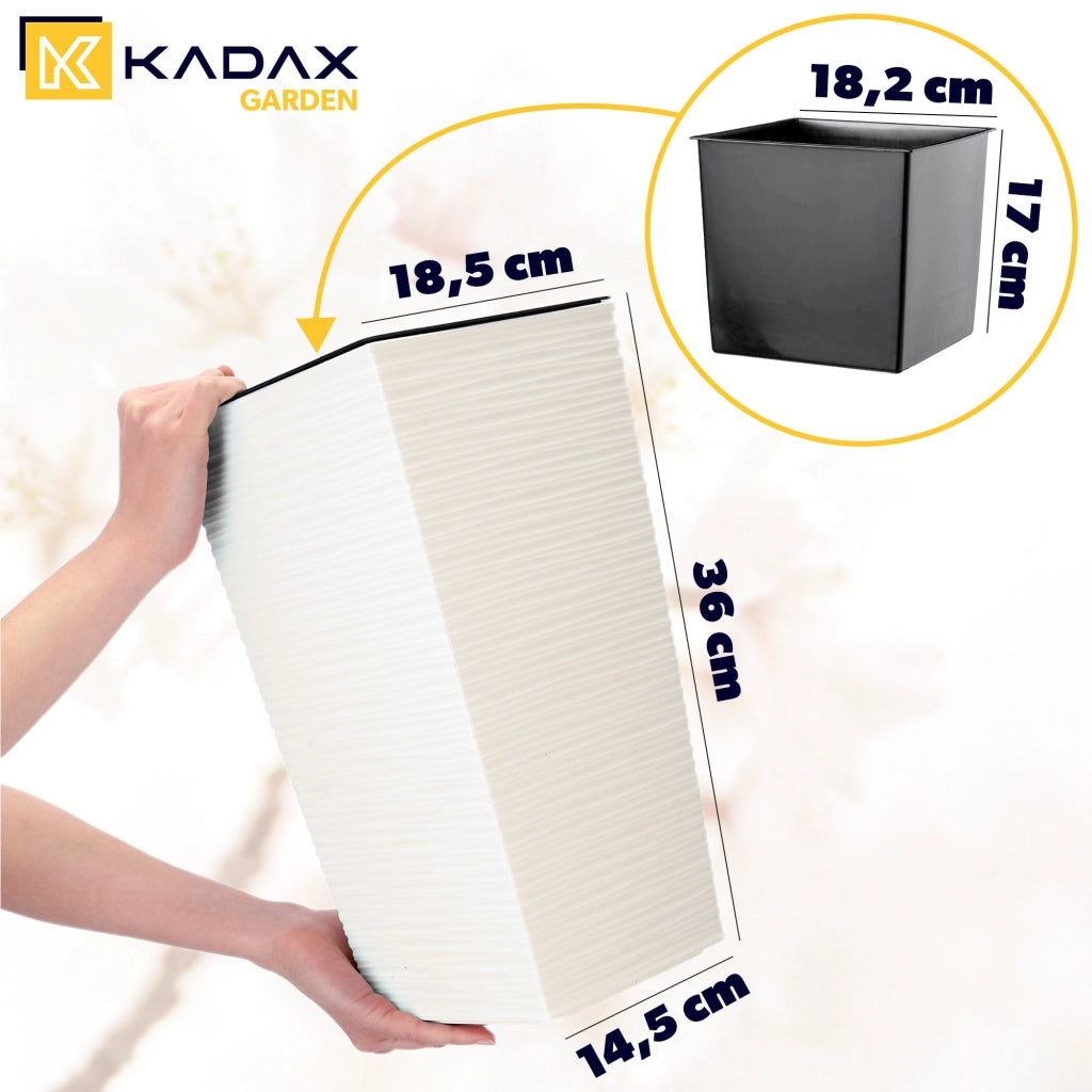 Vaso da fiori KADAX con inserto e coprivaso, alto, color crema, 19x36 cm