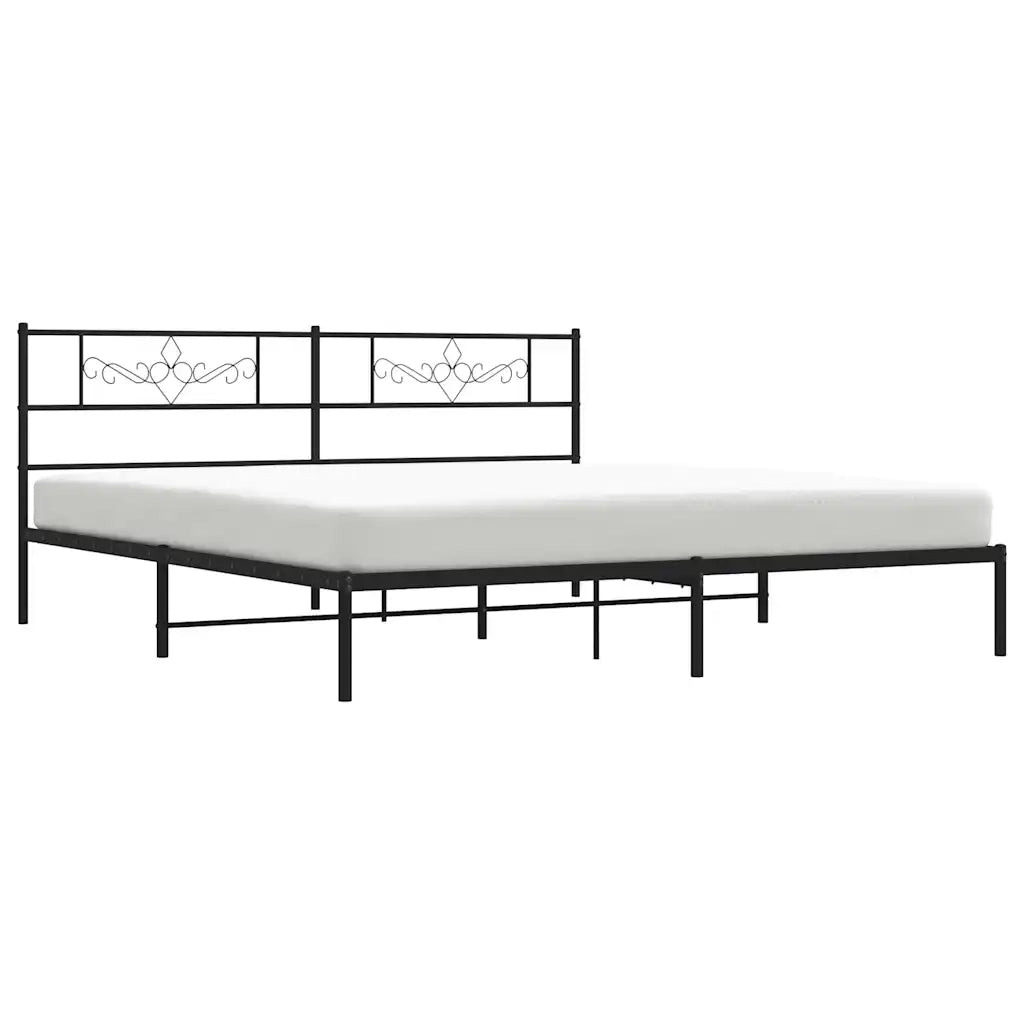 Giroletto con Testiera-Struttura Letto con testiera in Metallo Nero 193x203 cm 344913