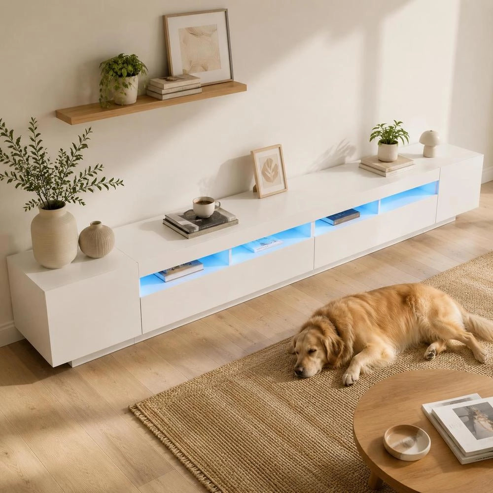 TV Cabinet With LED Lights White 300x35x40 Cm