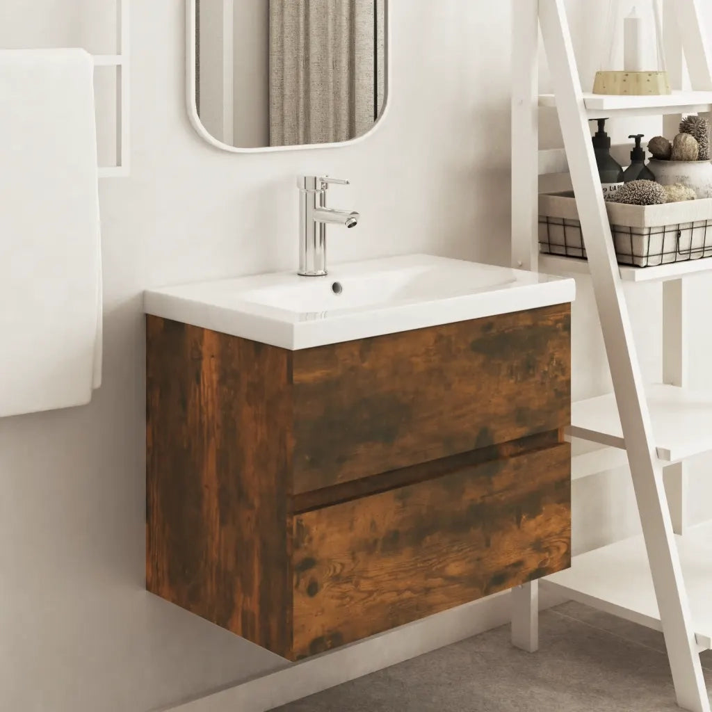 Mobile Lavabo | Armadio Lavabo Rovere Fumo 60x38,5x45 cm in Legno Multistrato